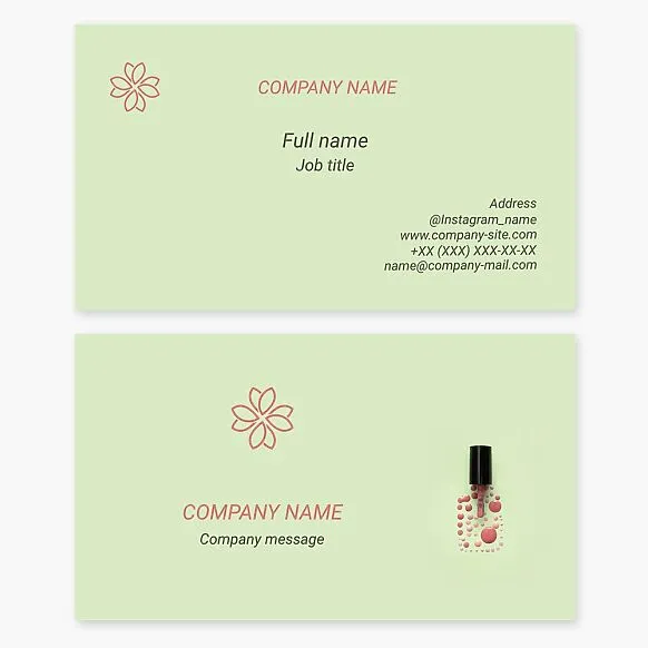 Stylish business card template for a nail service company.