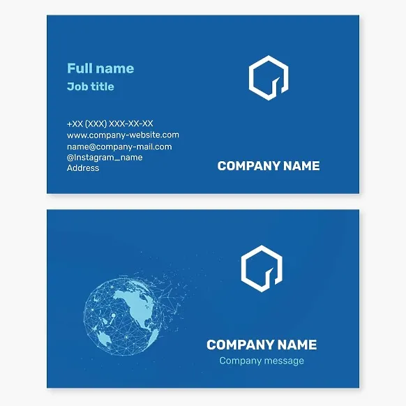 Business card template Abstract, hexagon, networking, Letter Q