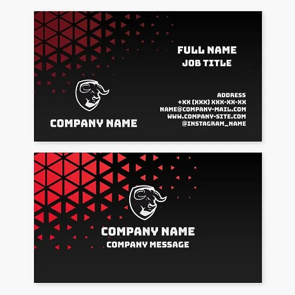 Business card template. Bull, shield.