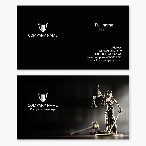 Business card template. Law and advocacy.