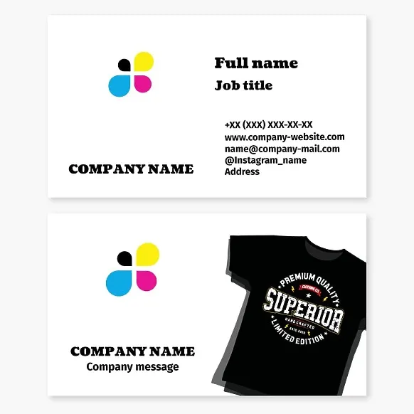 Business card template Printing on fabric, Printing on t-shirts
