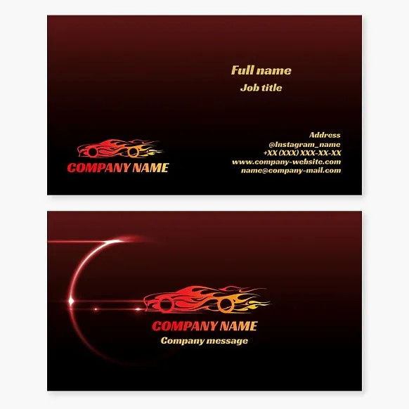 Car on Fire Logo Automotive Business Card Template