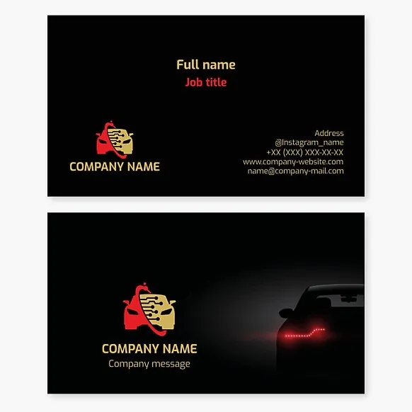 Automotive engineer business card template. Automotive electronic systems repair company.