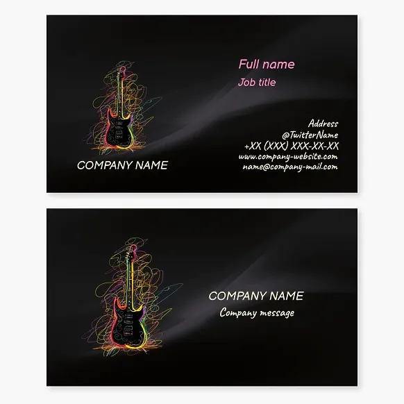 Musical Instrument Business Card Template. Electric Guitar.