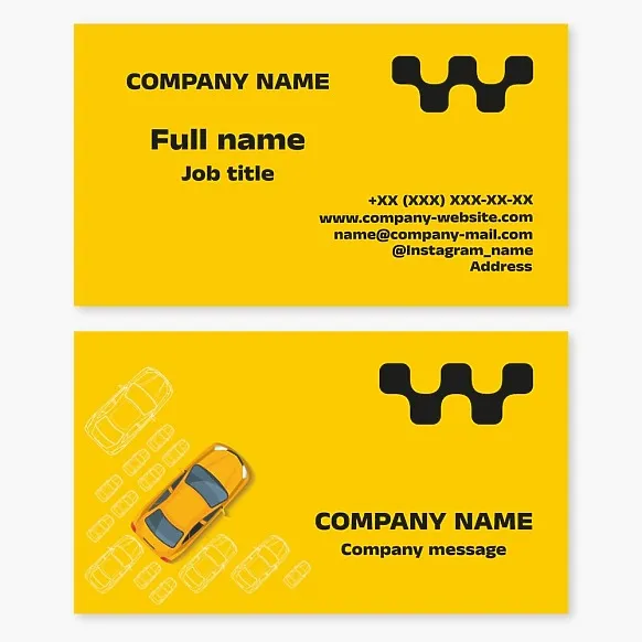 Taxi Business Card Template, Letter W