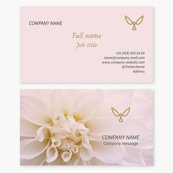 Business card template Bird, flower