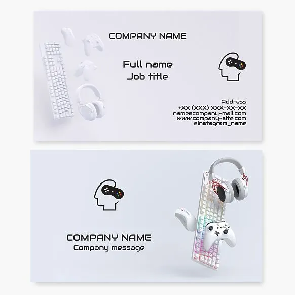 Business card template. Gaming store. Gamer. Computer gaming accessories.