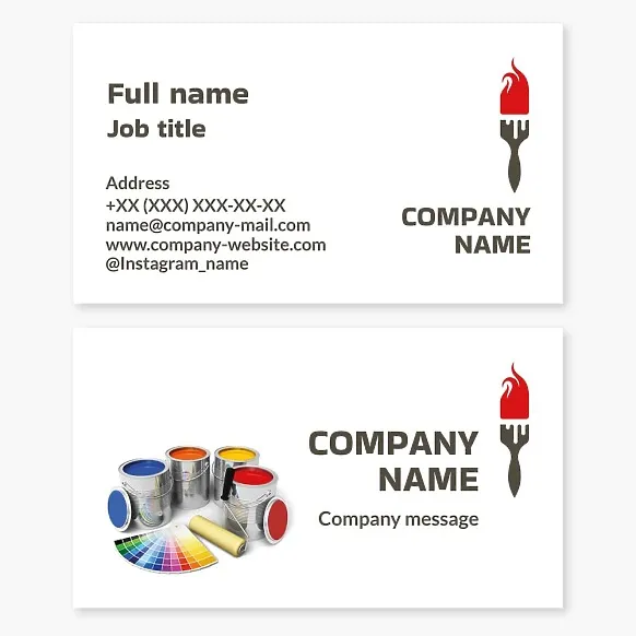 Business cards template Paint, varnishes, color studio, painting works