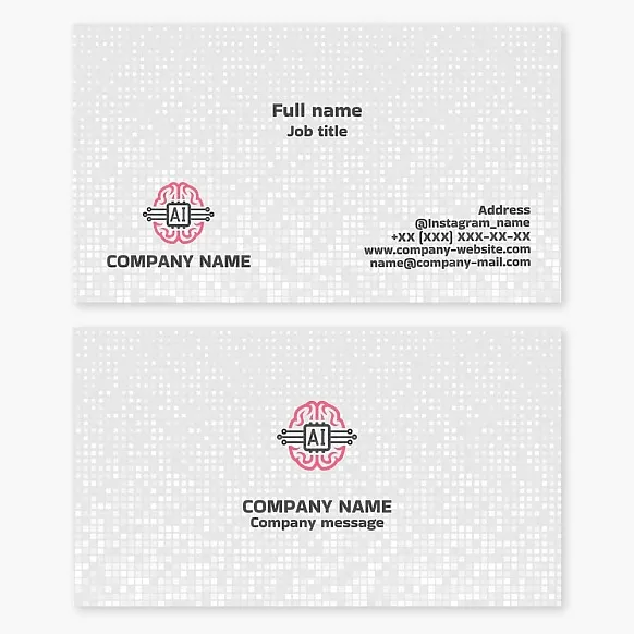 Business card template. Brain, microchip. Artificial intelligence. Machine learning. Digital technologies.