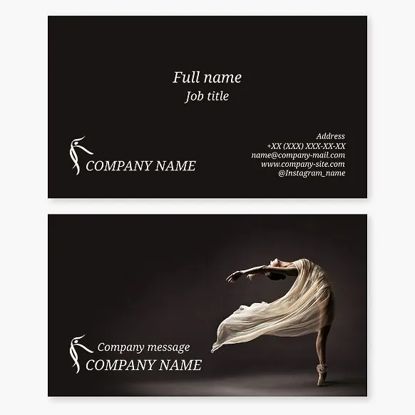 Business card template. Ballet studio. Choreographer.