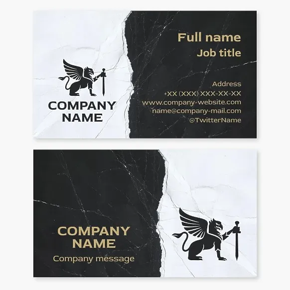 Business card template Griffin, power over earth and sky