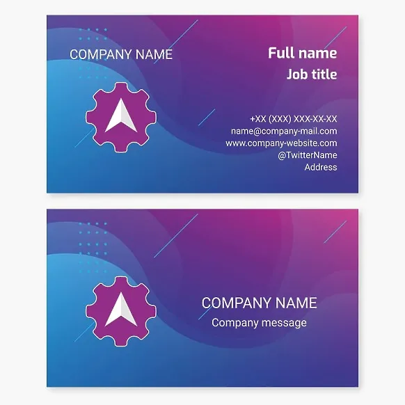 Business card template Cursor, engineering, cogwheel