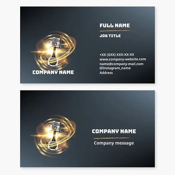 Business card template Piston, car parts