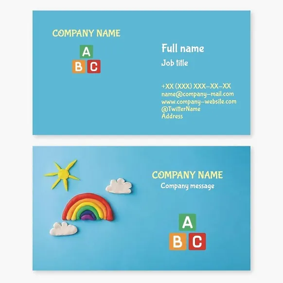 Business card template Children's development center, games, courses