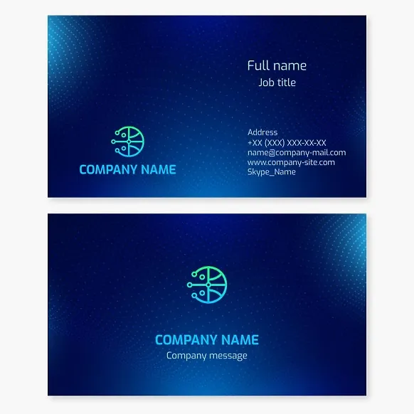 Business card template: International Digitalization. Electronic World. Digital Studio.