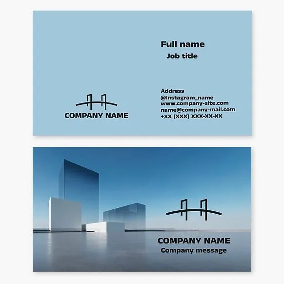 Business card template for an architect or engineer. Architectural firm. Bridge, buildings.