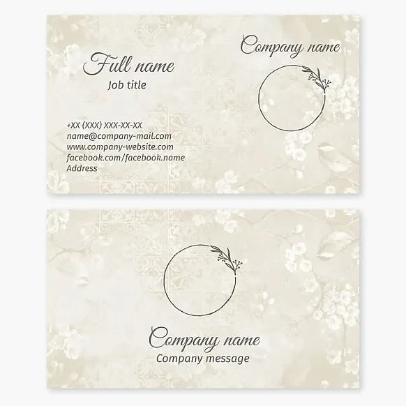 Business card template Plant branch, letter O, salon, shop, boutique