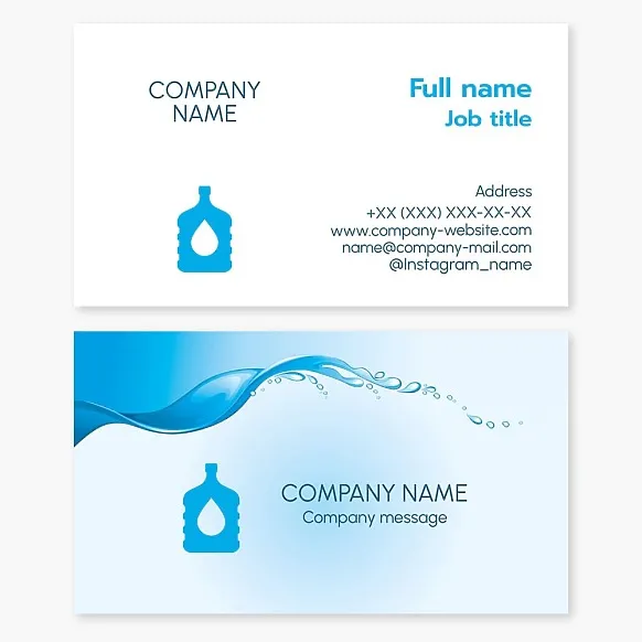 Business card template Bottled water, drinking water