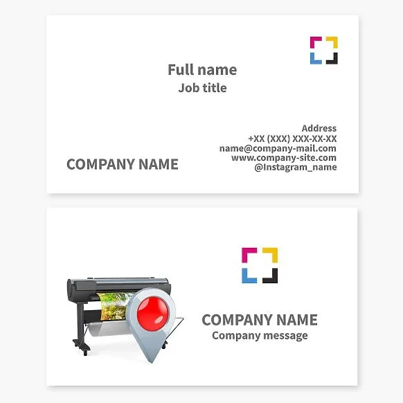 Business card template for digital printing house, advertising agency, photo studio.