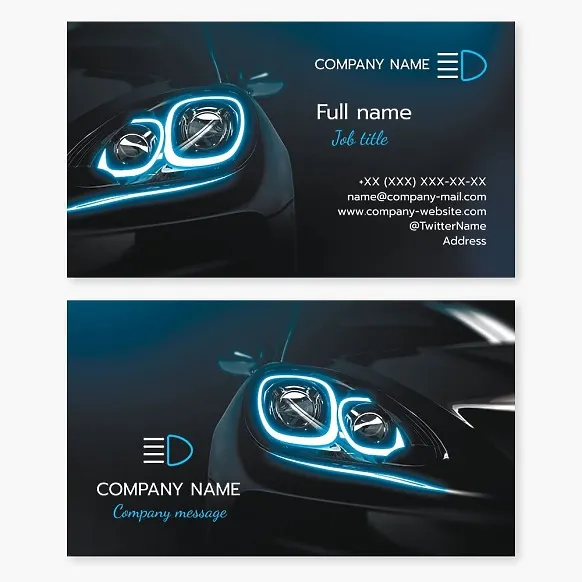 Business card template Automotive headlights and LED optics, Headlights, LED lamps