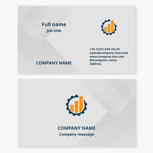 Business card template. Mechanical engineering company. Laboratory. Manufacturing company. Optimization of production processes. Manufacturing marketing.