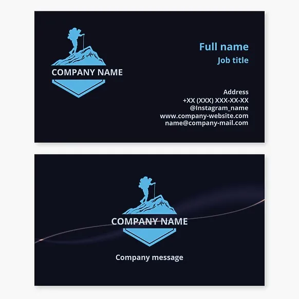 Business card template Mountaineering, tourism