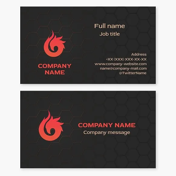Phoenix, bird, fire, Fire safety business card template