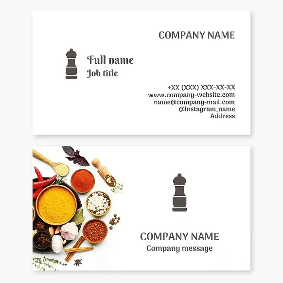 Business card template Seasonings, spices