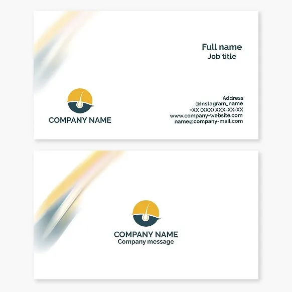 Business card template. Hair restoration on a human head.