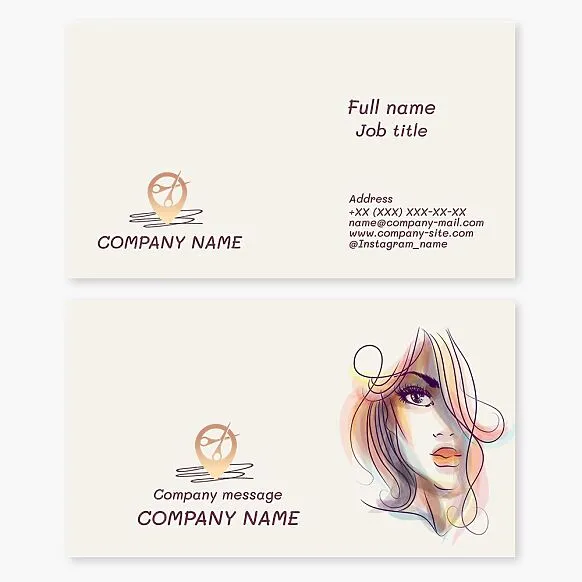 Business card template. Beauty salon. Hairstylist, makeup artist.