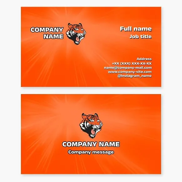 Tiger business card template. Sport.