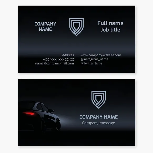 Business card template Car, shield, insurance