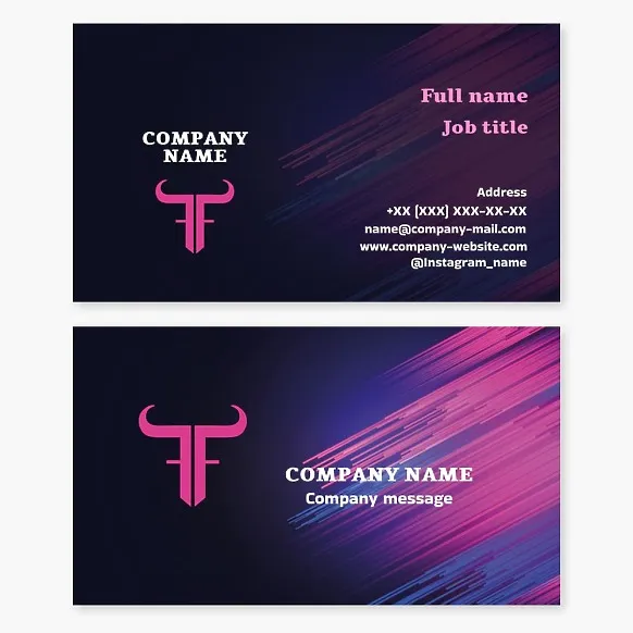 Business cards template Bull, abstraction, Letter T