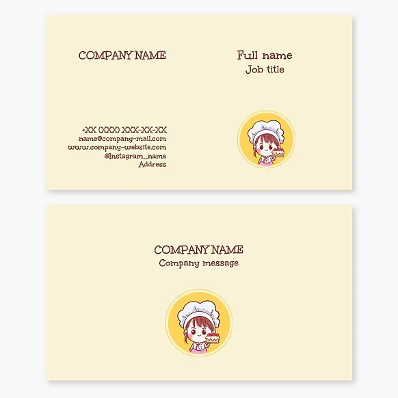 Business card template. Cooking. Cake and pastry baking. Children's party cakes.