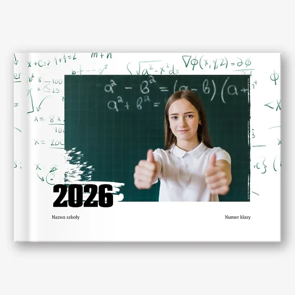 Szablon książki ze zdjęciami ukończenia szkoły dla klasy matematycznej