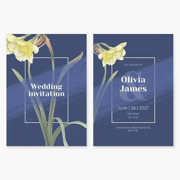 Wedding Invitation "Daffodils on a Blue Background"