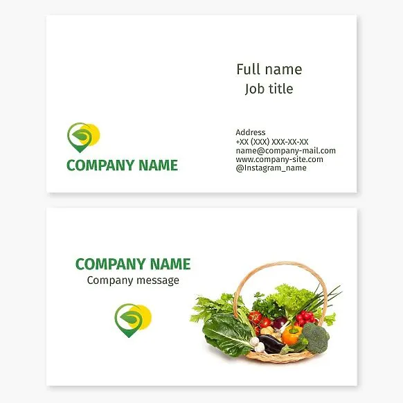 Business card template. Vegetable shop.
