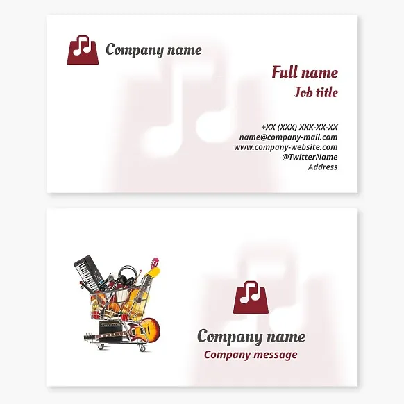 Business card template Musical instruments