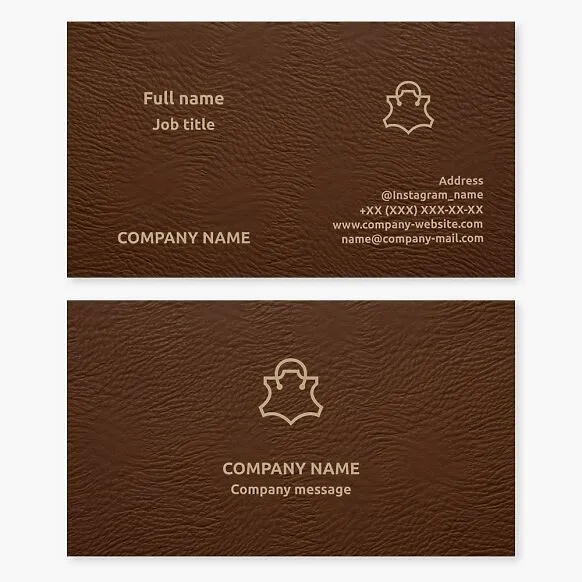 Business card template. Production and repair of genuine leather products.