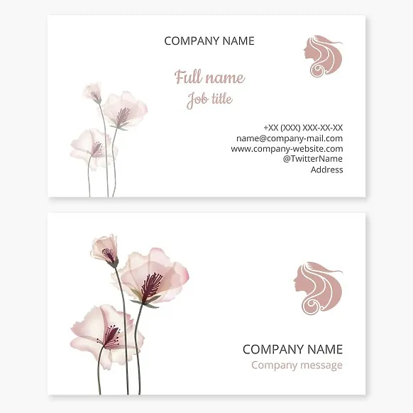 Business card template Woman, flower, beauty, salon, shop, boutique