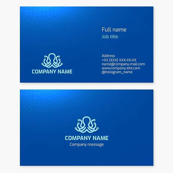 Octopus Technology business card template. Abstract. Electronics and microelectronics. Symbol of longevity, health, good luck, prosperity, success, intelligence, and cunning.