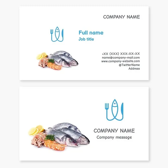 Business card template Fish and seafood, restaurant