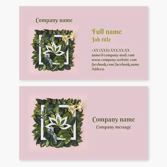 Business card template Lotus, leaves, salon, shop, boutique