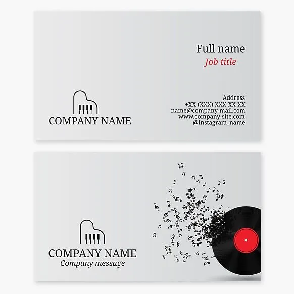 Business card template. Classical music. Grand piano.