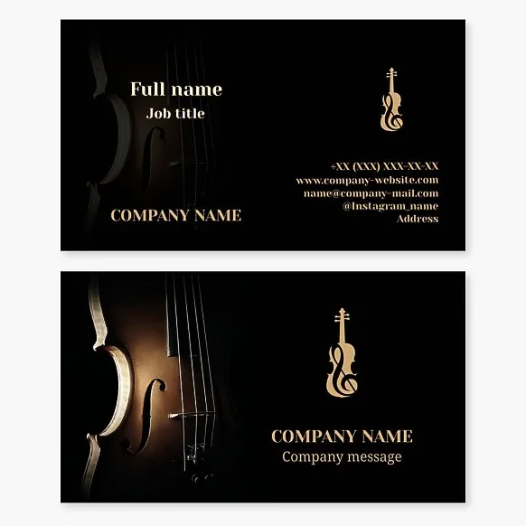 Business card template Violin, note, classical music