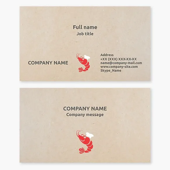 Restaurant business card template. Shrimp chef.