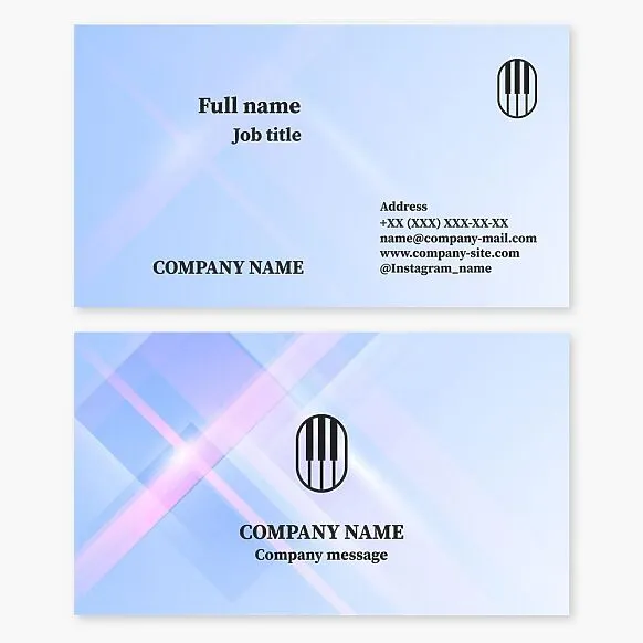Piano Keys logo business card template. Music. Music teacher. Music school. Philharmonic. Piano, piano.