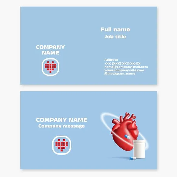 Heart center business card template.
