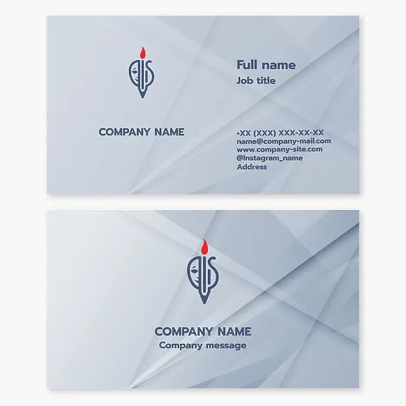 Business card template. Screenwriter, writer, novelist, poet, author, critic. Face, pencil, fire. Letters I, S.