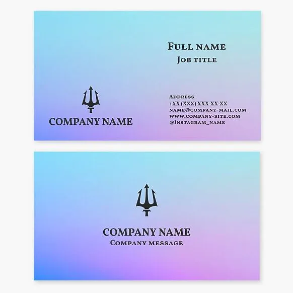 A business card template featuring the Trident logo. Abstract. A symbol of power, strength, creation, and spiritual concepts.